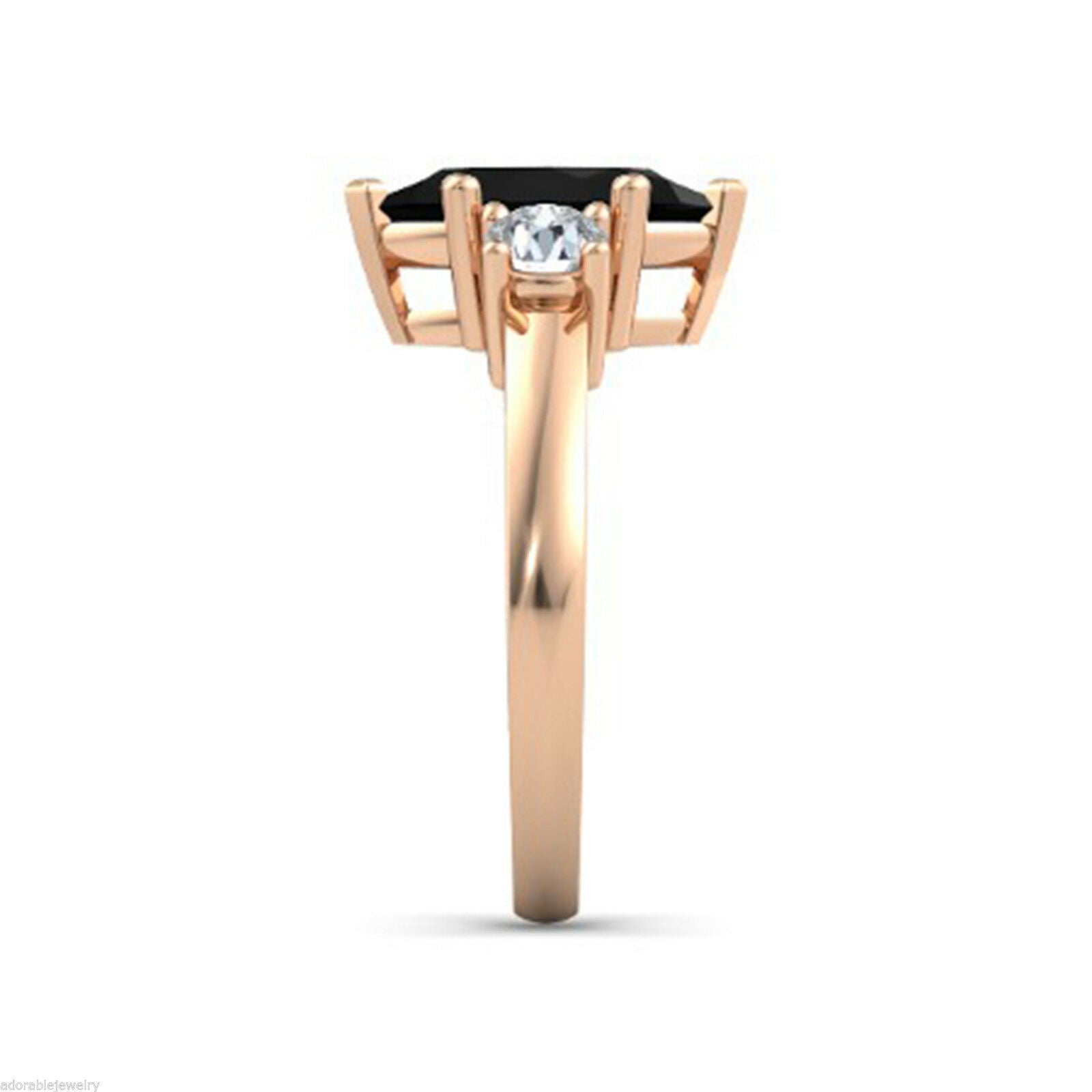 14k Rose Gold Over 1CT Marquise Cut Diamond Three Stone Wedding Anniversary Ring - atjewels.in