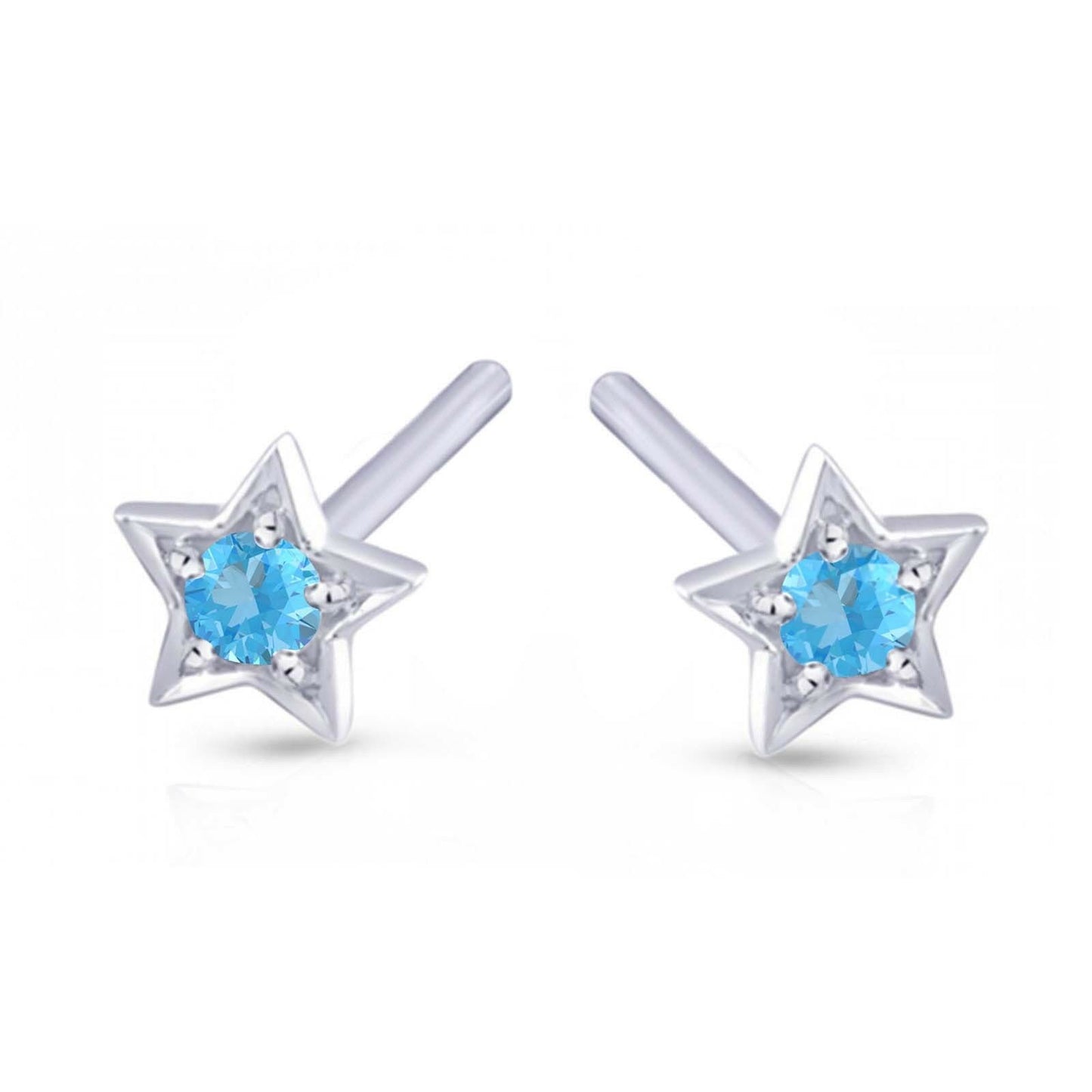 925 Sterling Silver Round Cut Gemstone Star Stud Earrings For Women's & Girl's - atjewels.in