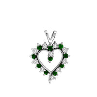 Round Cut Green Emerald & White Cubic Zirconia 925 Sterling Silver Heart Pendant - atjewels.in