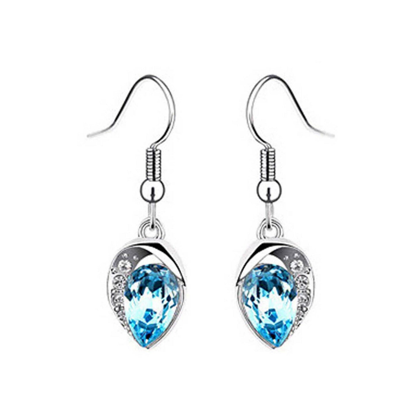 Aquamarine & White CZ 925 Sterling Silver Pendant & Earrings Jewelry Set - atjewels.in