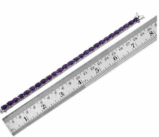 10 CT Oval Cut Amethyst 14k White Gold Over 8" Tennis Wedding Women's Bracelet - atjewels.in
