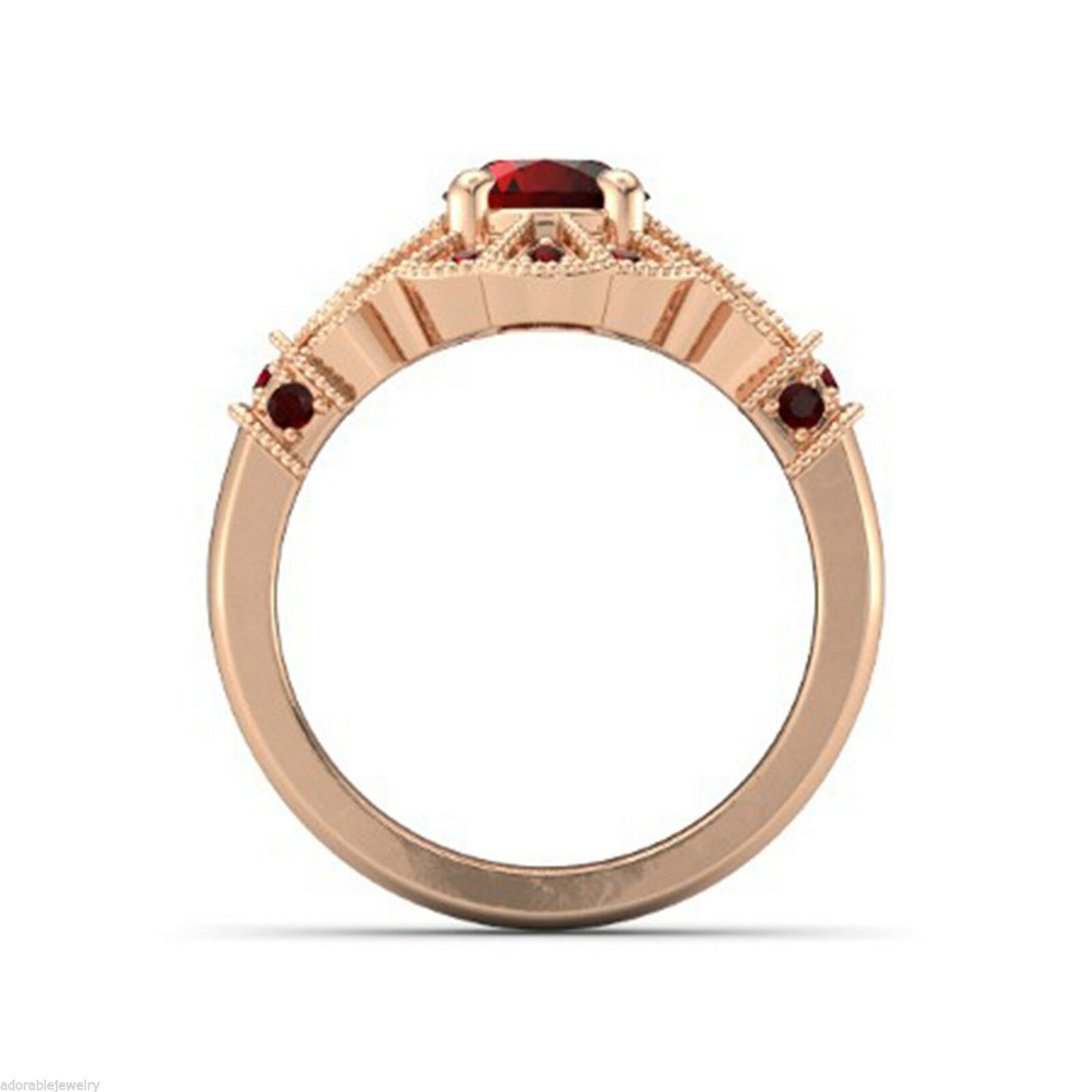 14k Rose Gold Over Round Cut Red Garnet Disney Princess Engagement Women's Ring - atjewels.in