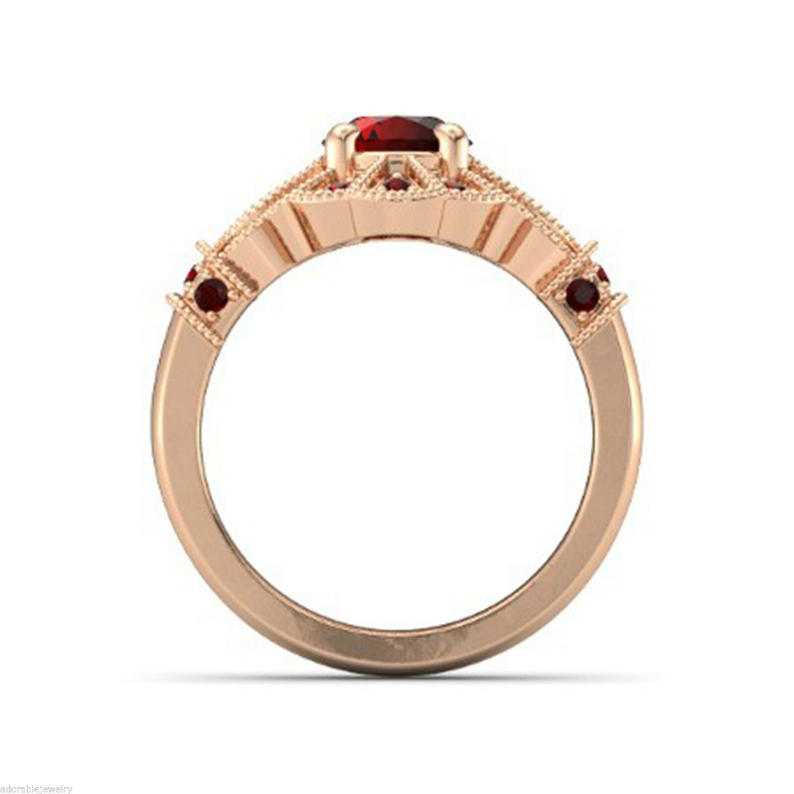 14k Rose Gold Over Round Cut Red Garnet Disney Princess Engagement Women's Ring - atjewels.in