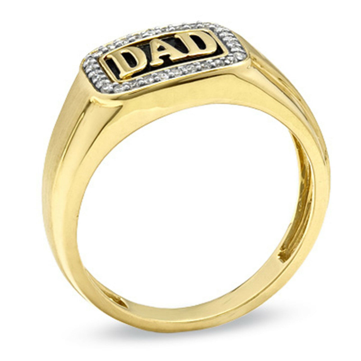 1/2 CT Round Cut VVS1/D Diamond 14k Solid Yellow Gold Over "DAD" Ring For Men's - atjewels.in