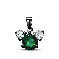 Round Cut Emerald 14K Black Gold Over Diamond Mickey Mouse Three-Stone Pendant - atjewels.in