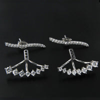 White Gold .925 Sterling Silver Round Cut White CZ Clip Ear Cuff Stud Earrings - atjewels.in