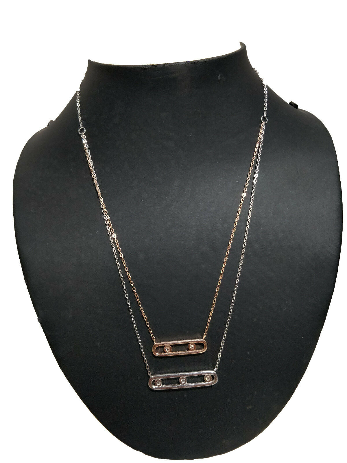 Dazzling Sterling Silver Two-Tone Twisted Omega Necklace. 18