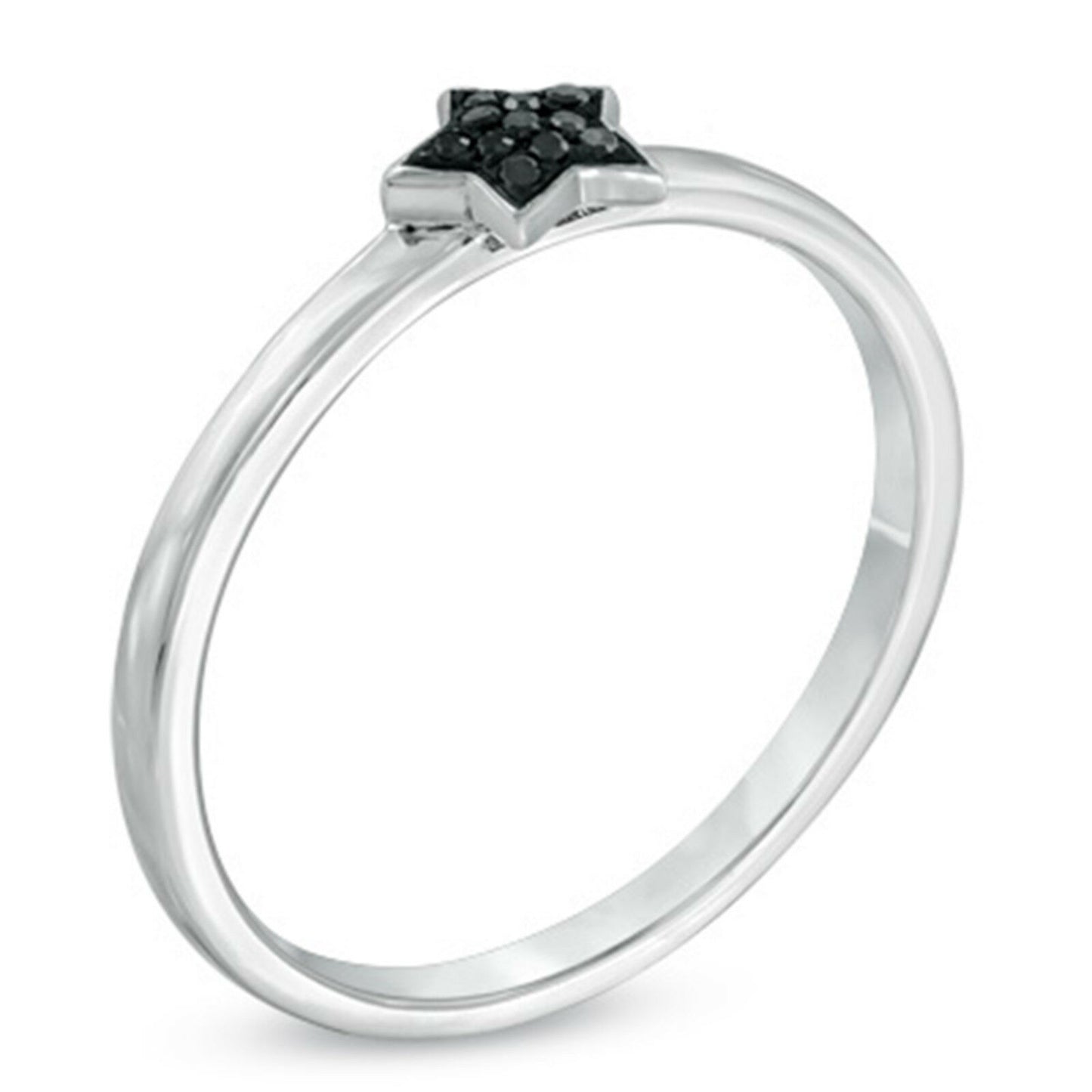 Adorable Round Cut Black Cubic Zirconia 925 Sterling Silver Star Ring For Womens - atjewels.in