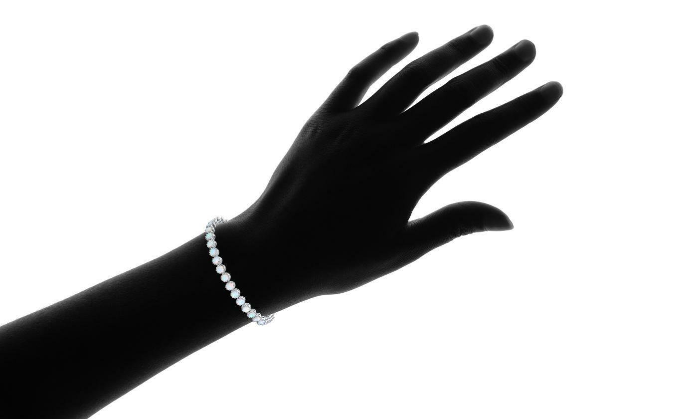 5 CT Brilliant Cut Opal 14k Solid White Gold Over Tennis 7" Women's Bracelet - atjewels.in