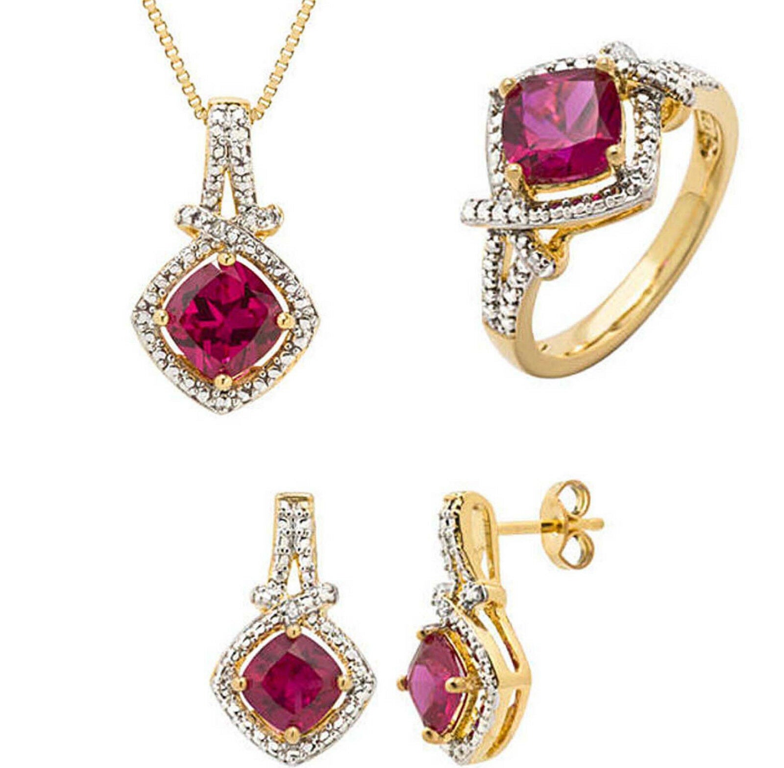 14K Yellow Gold On 925 Sterling Silver Women's Jewelry Set For Women's & Girl's - atjewels.in