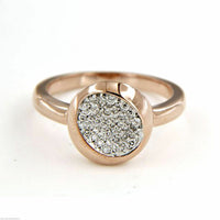 14k Rose Gold Over .925 Sterling Silver Round Cut White Diamond Cluster Ring - atjewels.in