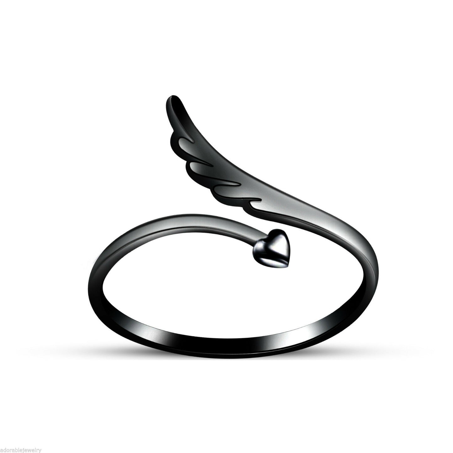 Fashion Jewelry 14k Black Gold Over Heart & Leaf  Women's Adjustable Toe Ring - atjewels.in
