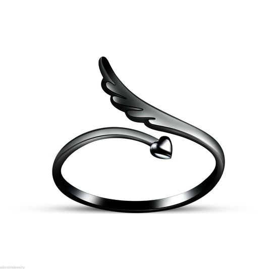 Fashion Jewelry 14k Black Gold Over Heart & Leaf  Women's Adjustable Toe Ring - atjewels.in