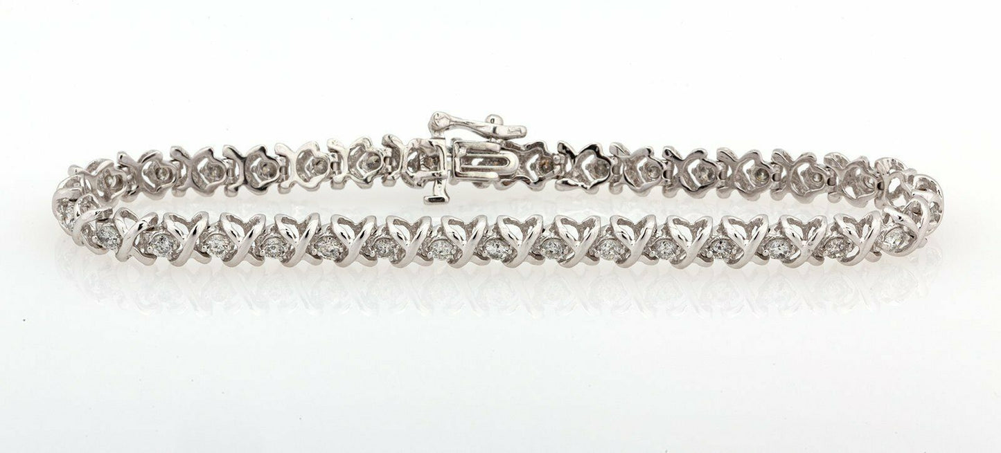 8 CT Round Cut Diamond Wedding X Link Tennis 7" Bracelet 14k White Gold Over - atjewels.in