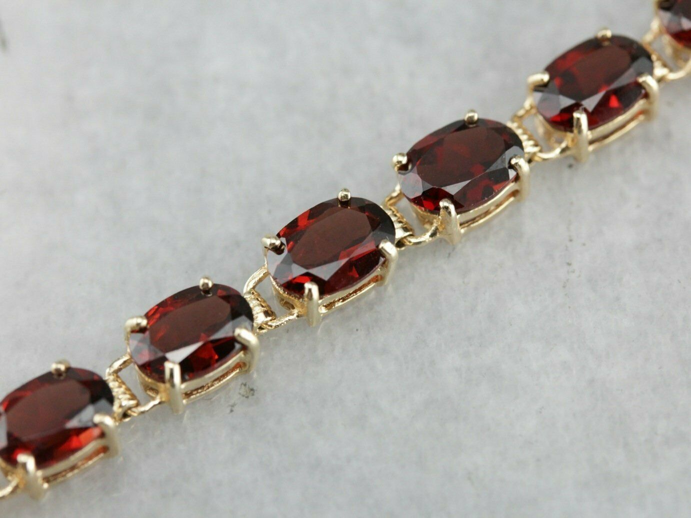 14k Yellow Gold Over 15 CT Oval Cut Garnet Link Tennis 7" Anniversary Bracelet - atjewels.in