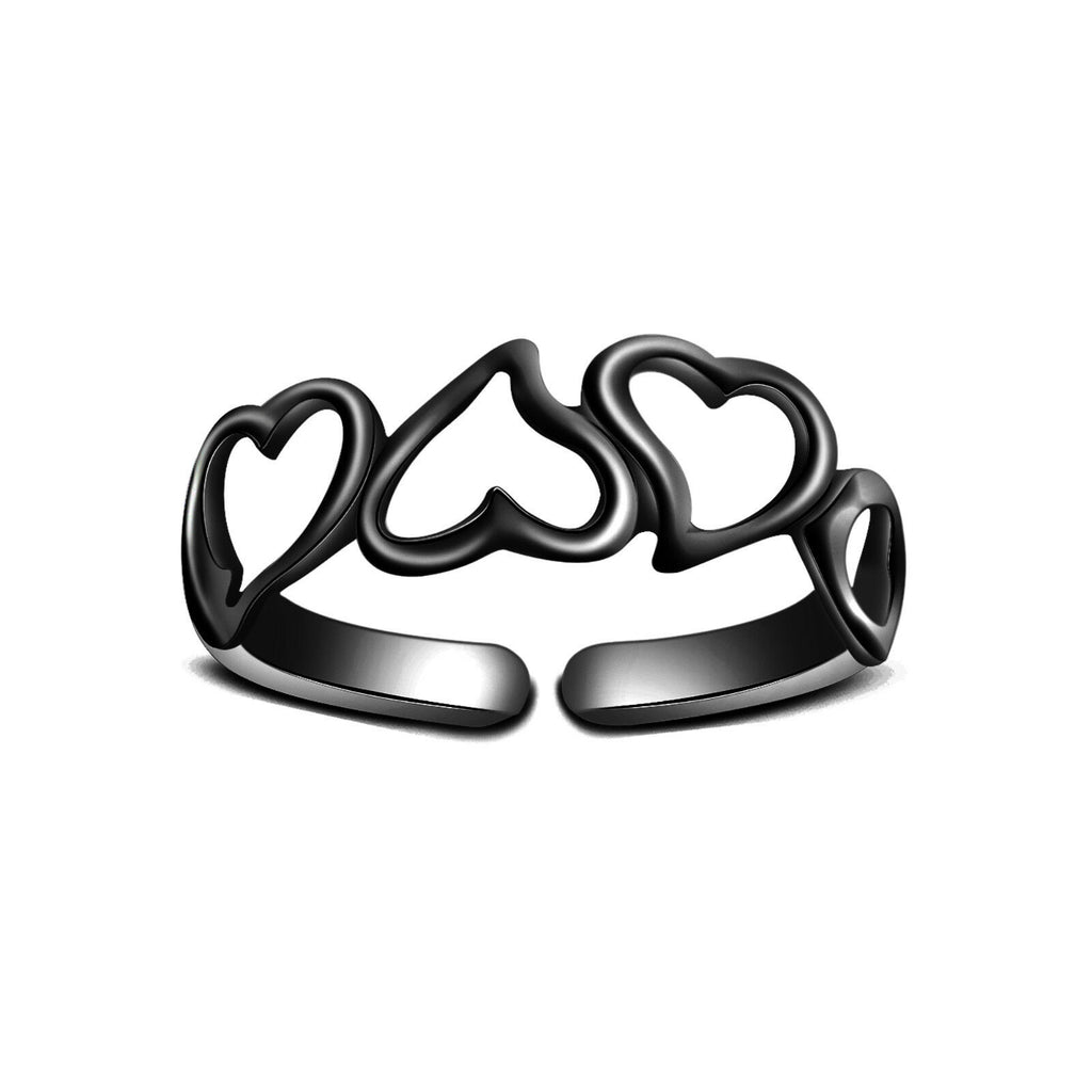 Women's Special 14k Full Black Gold Over Open Heart Adjustable Midi Toe Ring - atjewels.in