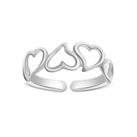 Fashion Jewelry 14K White Gold Over Beautiful Heart Adjustable Women's Toe Ring - atjewels.in