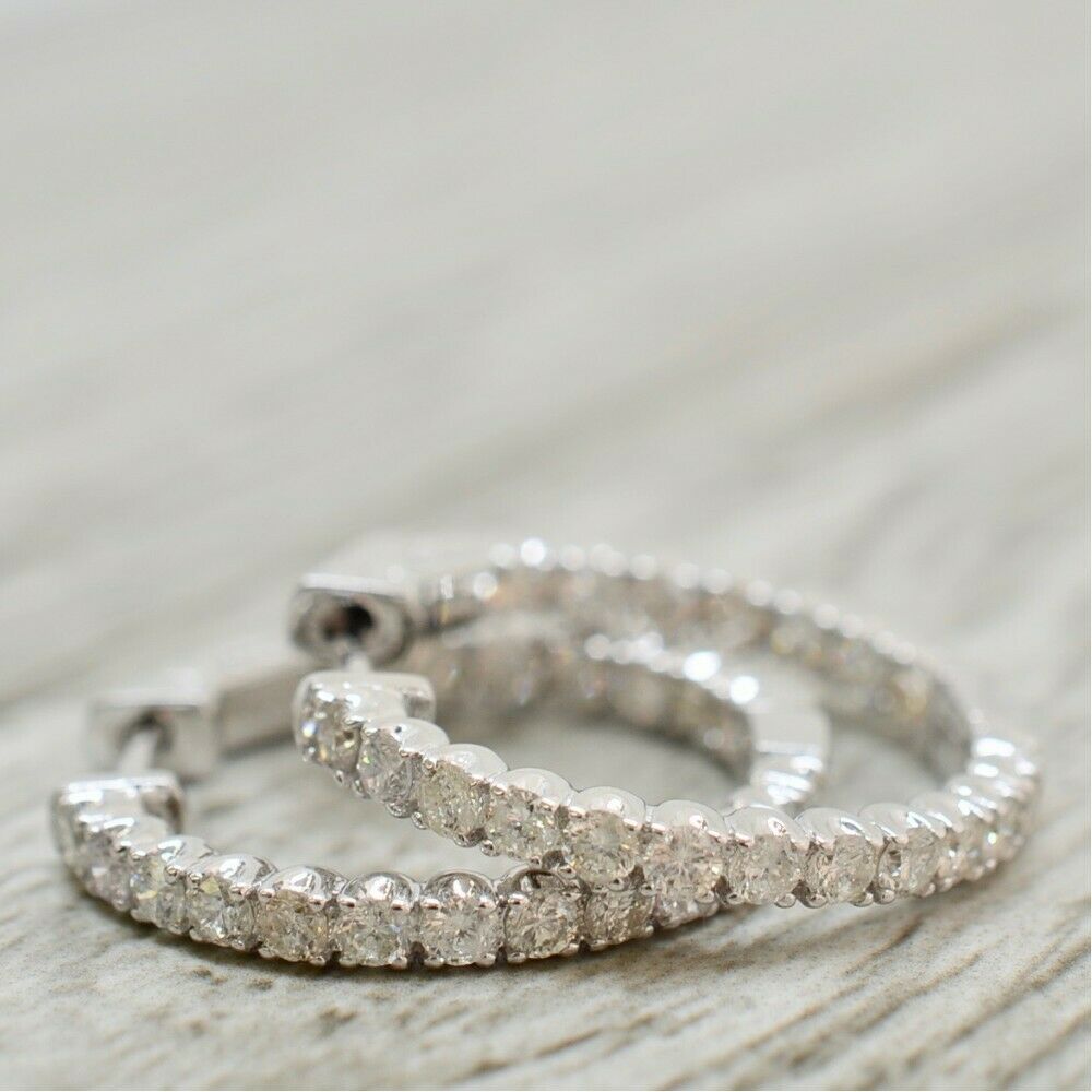 1.5 CT Brilliant Cut Diamond In-Outside Engagement Wedding Women's Hoop Earrings - atjewels.in