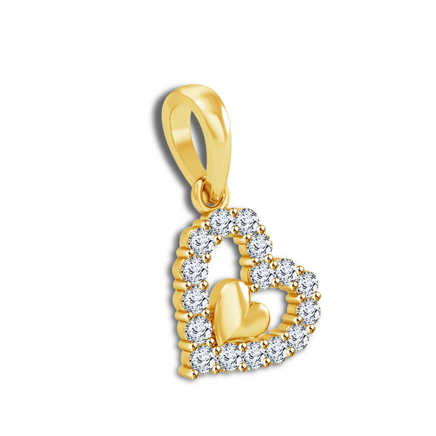 1.5 Ct 925 Sterling Silver Round Cut Diamond Double Heart Engagement Pendant