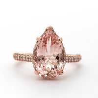 1 Ct Pear Cut Morganite 14K Rose Gold Over Diamond Solitaire Engagement Ring - atjewels.in
