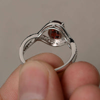14k White Gold Over 2 CT Oval Cut Red Garnet & Diamond Infinity Engagement Ring - atjewels.in
