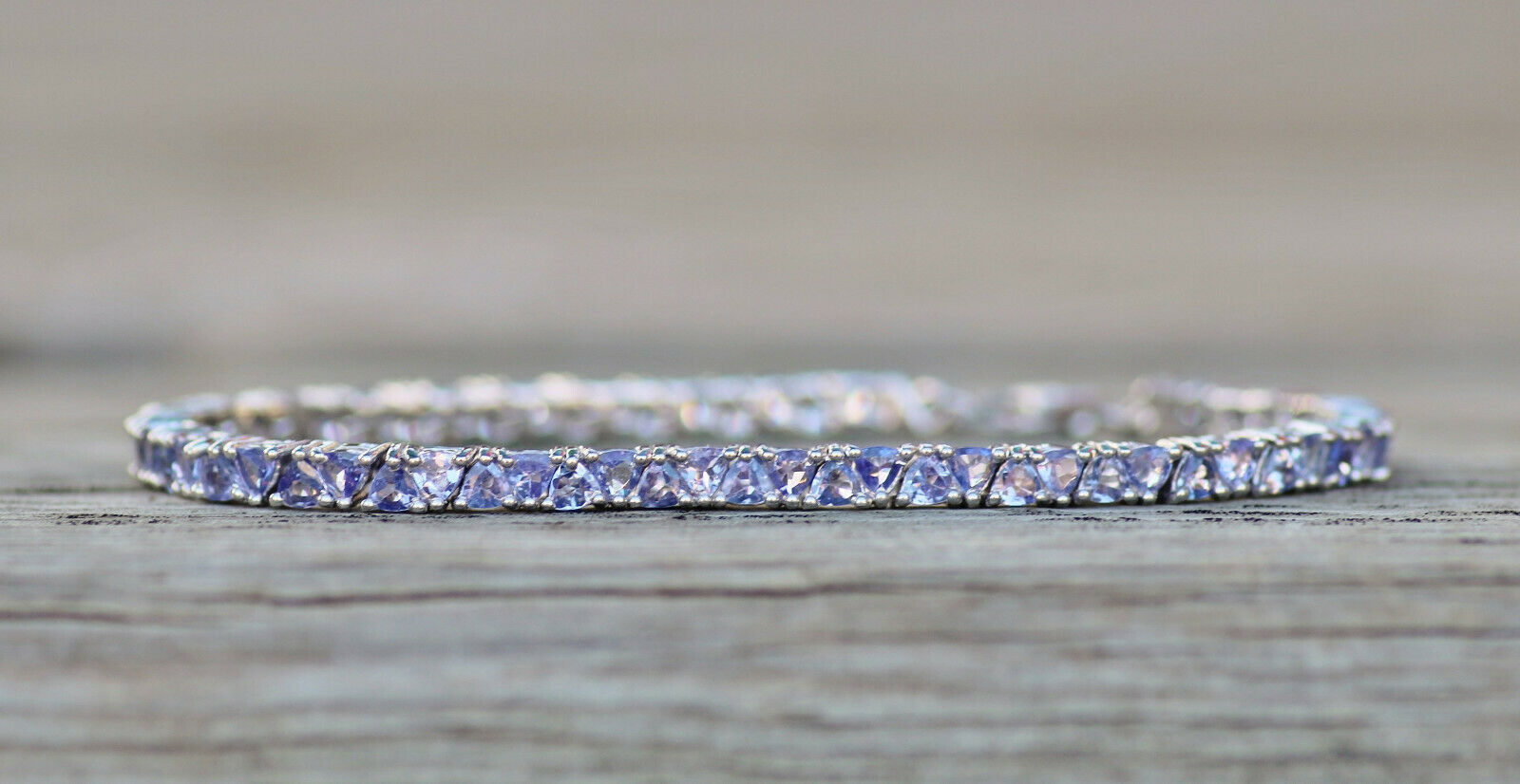 16 CT Trillion Cut Tanzanite 14k White Gold Over Tennis Link 7" Wedding Bracelet - atjewels.in