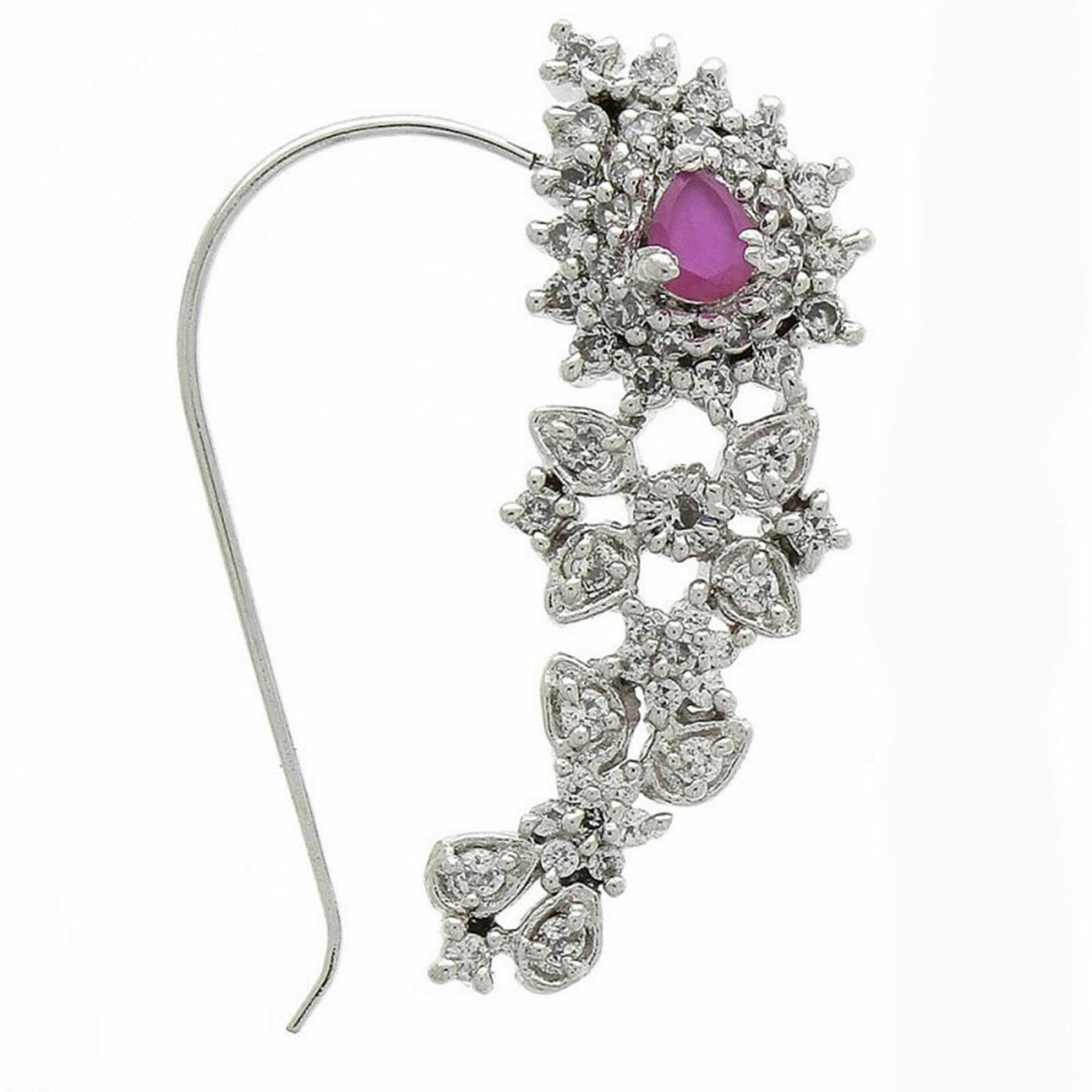 0.75Ct Pear Cut 14K Tow Tone White Gold Over Sapphire Maharashtrian Nath Women's - atjewels.in