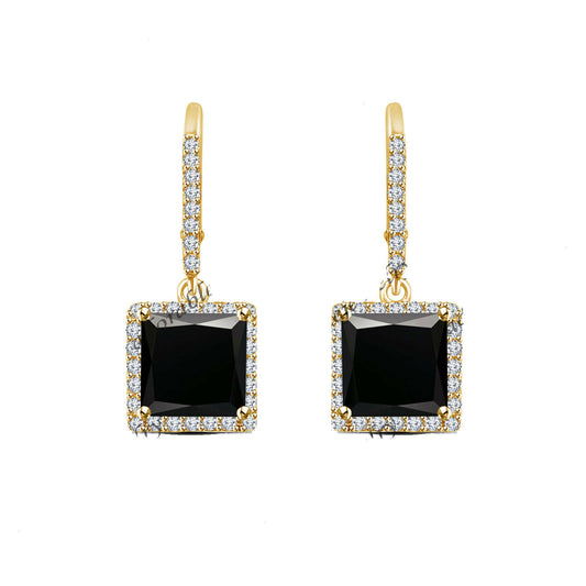 Princess Cut Diamond 14k Yellow Gold Over Drop Dangle Leverback Wedding Earrings - atjewels.in