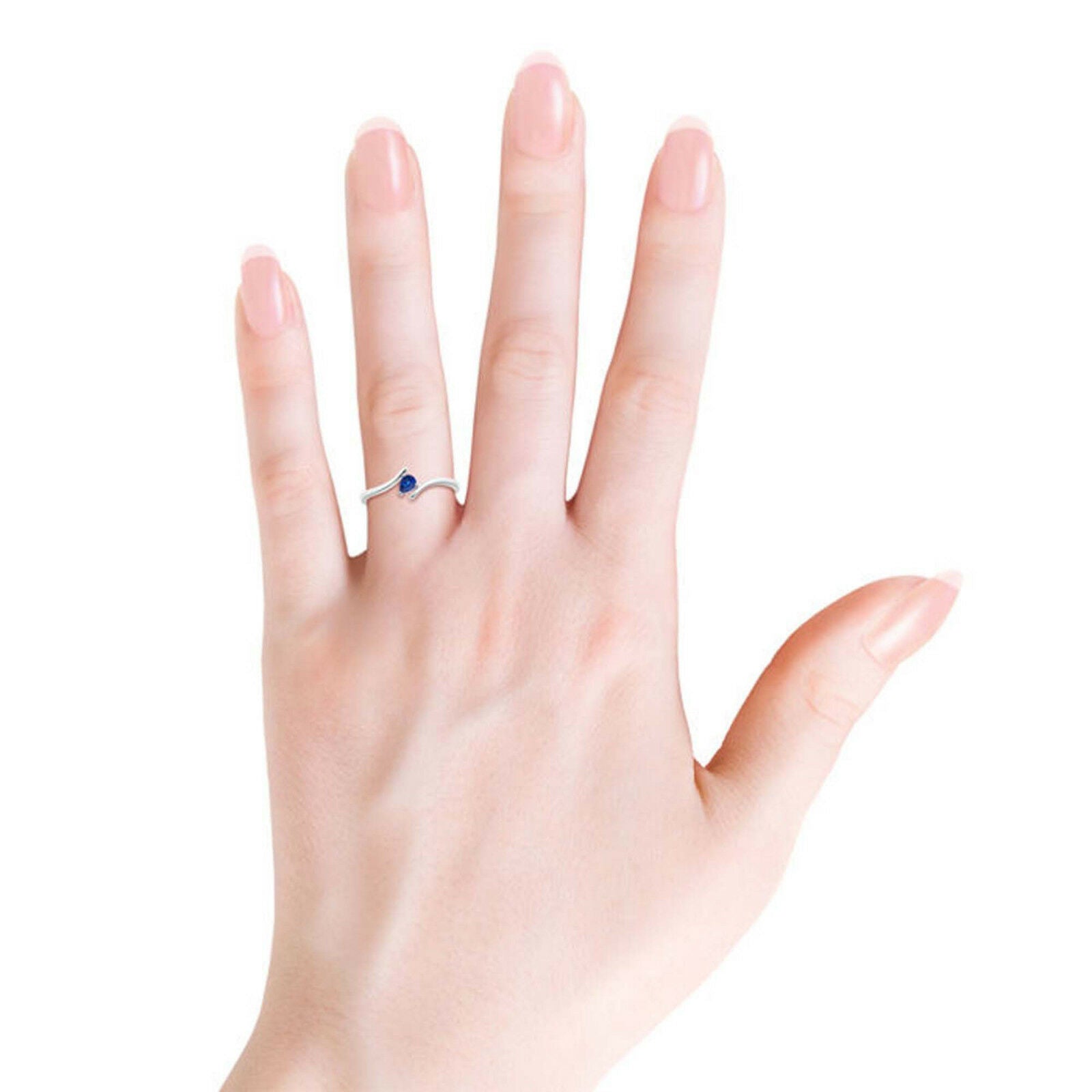 Pear Cut Sapphire 14k White Gold Over Bypass Engagement Solitaire Women's Ring - atjewels.in
