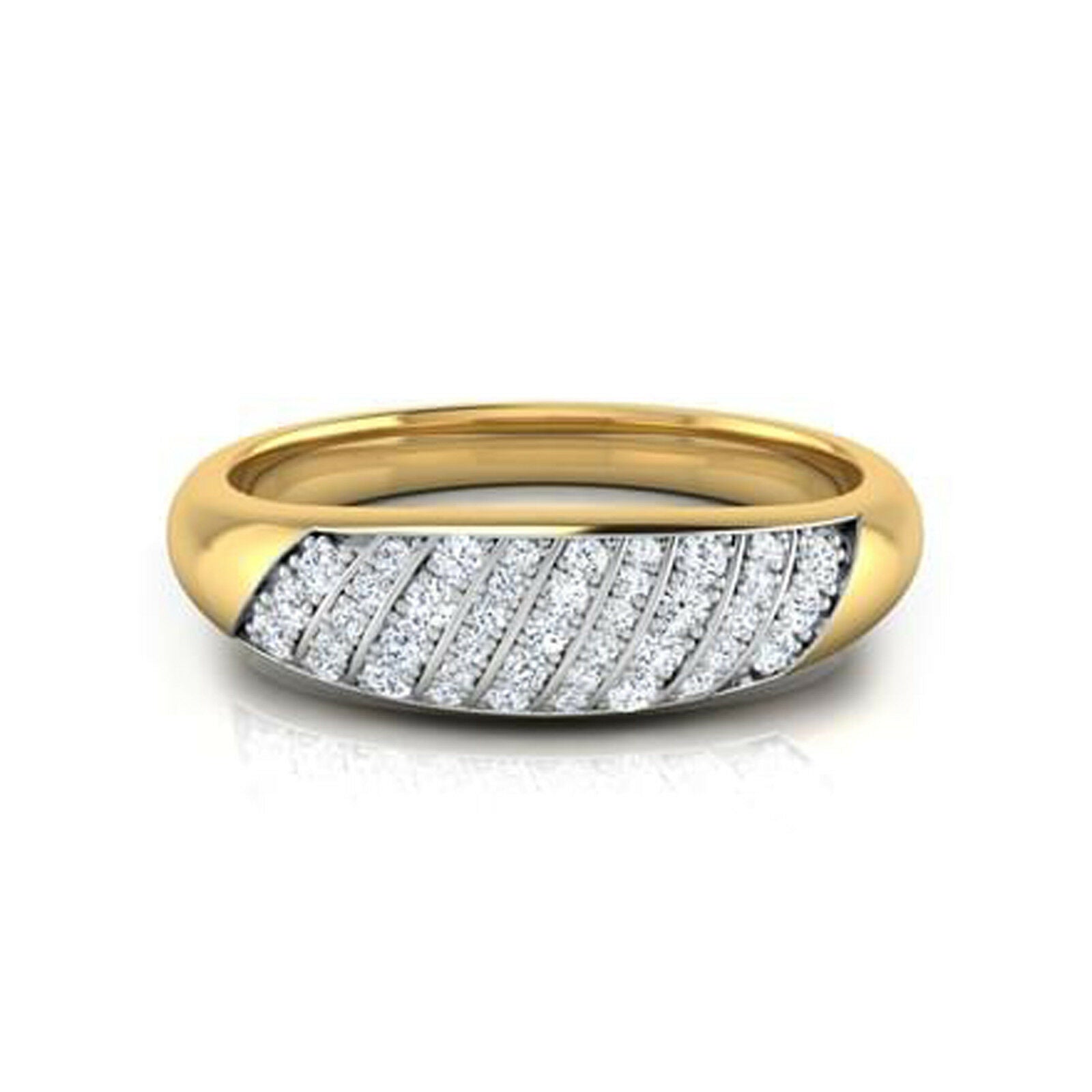 1 CT Round Cut Diamond Solid 14k Two-Tone Gold Over Engagement Band Wedding Ring - atjewels.in