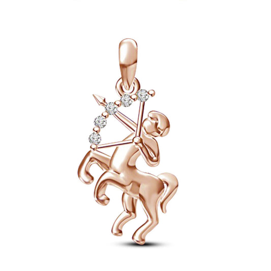 0.2 CT Round Cut Diamond 14k Rose Gold Over Sagittarus Rashi Unisex Pendant - atjewels.in