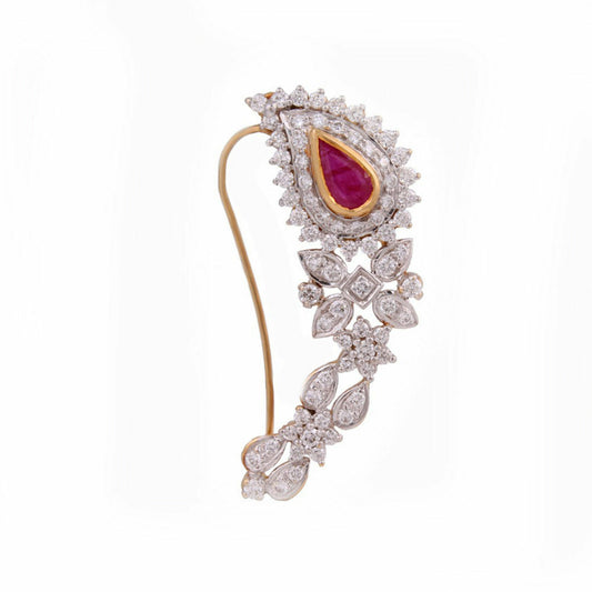 Traditional Maharashtrian Nath Nose Pin Tow Tone Gold On 925 Sterling Silver - atjewels.in