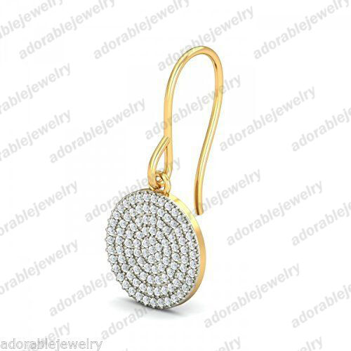 14k Yellow Gold Over Round Cut Diamond Drop Dangle Fashion Leaverback Earrings - atjewels.in