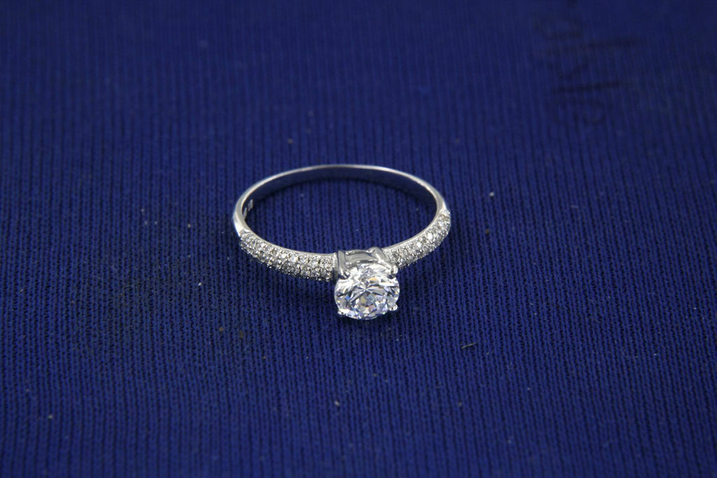 14k White Gold Over 2Ct Round Cut Diamond Solitaire with Accents Engagement Ring - atjewels.in