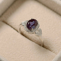 14k White Gold Over 2 CT Oval Cut Alexandrite & Diamond Halo Promise Heart Ring - atjewels.in