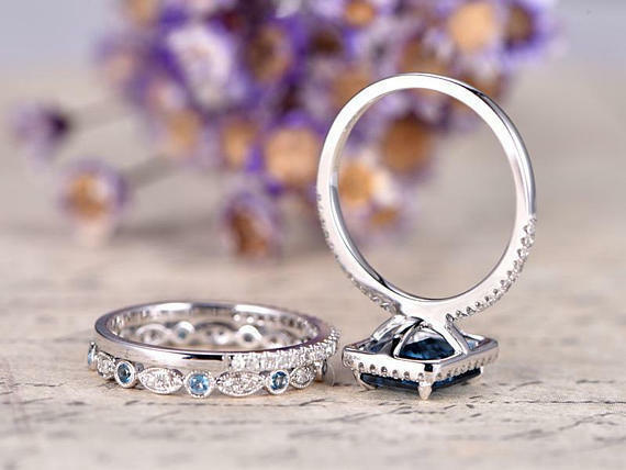 3 CT Emerald Cut Topaz Halo Engagement Diamond 14k White Gold Over Wedding Ring - atjewels.in