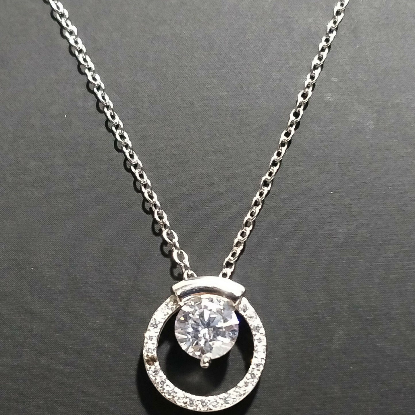 14k White Gold Over Round Cut Diamond Halo Pendant 16" Chain Necklace For Womens - atjewels.in