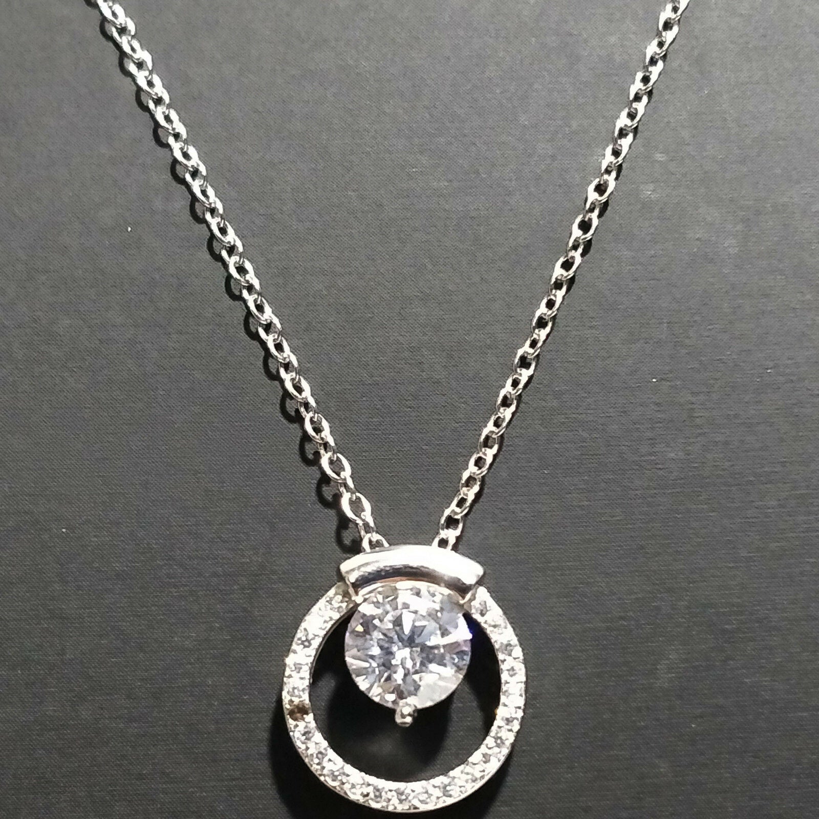 14k White Gold Over Round Cut Diamond Halo Pendant 16" Chain Necklace For Womens - atjewels.in