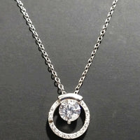 14k White Gold Over Round Cut Diamond Halo Pendant 16" Chain Necklace For Womens - atjewels.in