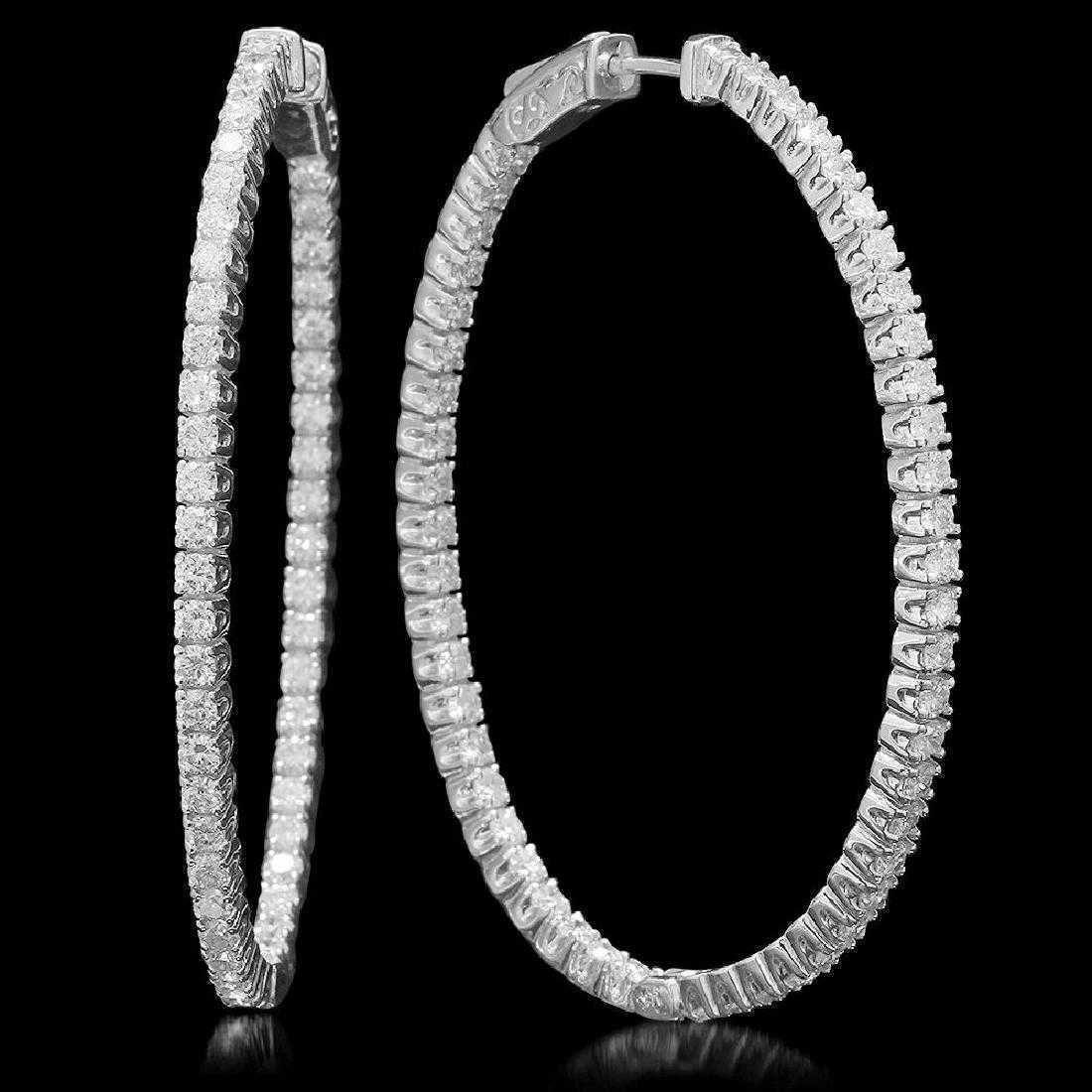 14k White Gold Over 3 CT Brilliant Round Cut Diamond Large Wedding Hoop Earrings - atjewels.in