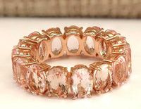 5 CT Oval Cut Morganite 14k Rose Gold Over Eternity Wedding Band Women's Ring - atjewels.in
