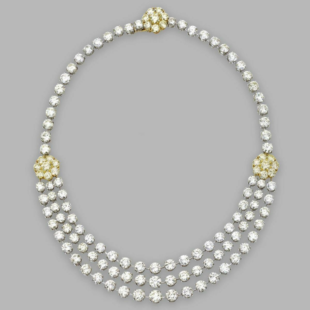 50CT Round Cut American Diamond Three Rows, Engagement Wedding Necklace - atjewels.in