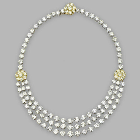 50CT Round Cut American Diamond Three Rows, Engagement Wedding Necklace - atjewels.in