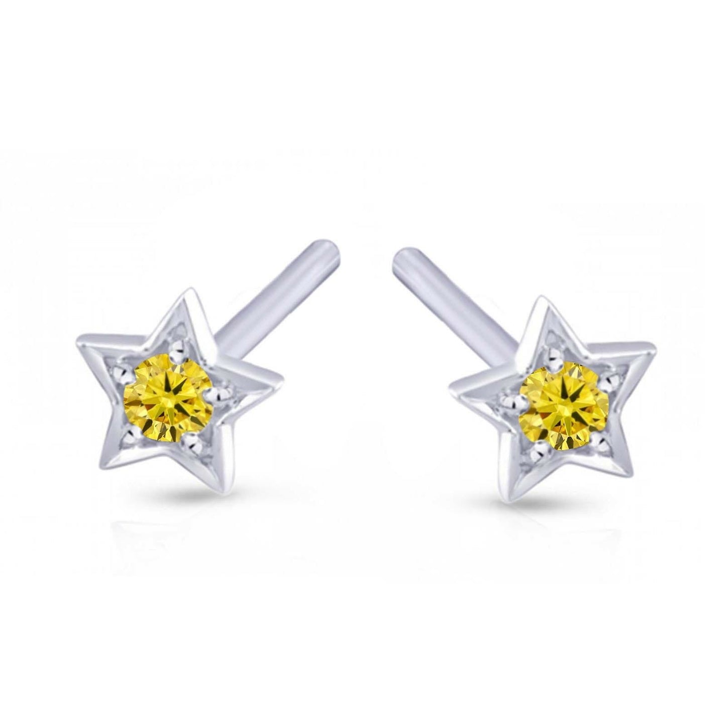 925 Sterling Silver Round Cut Gemstone Star Stud Earrings For Women's & Girl's - atjewels.in