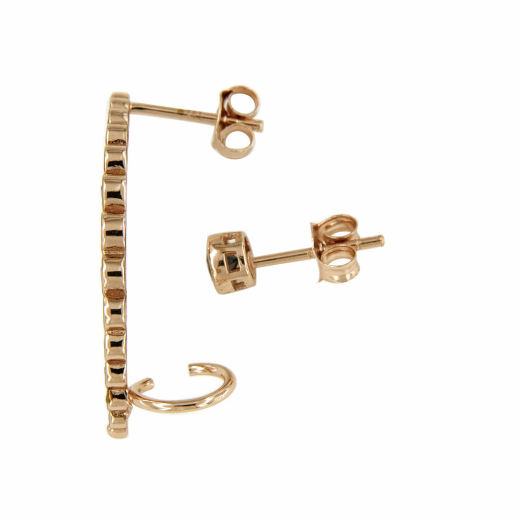14K Rose Gold Over .925 Sterling Silver Black Cubic Zirconia Cuff Stud Earrings - atjewels.in