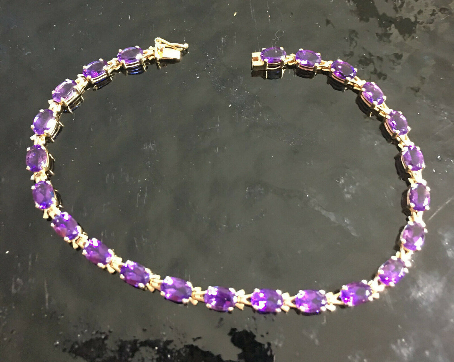 12 CT Oval Cut Amethyst 14k Yellow Gold Over Wedding Women's Link 8" Bracelet - atjewels.in