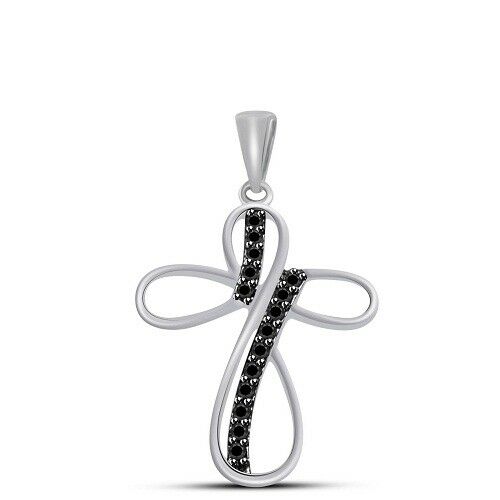 1/4 Ct Round Cut 14K White Two Tone Gold Over Infinity Cross Engagement Pendant - atjewels.in