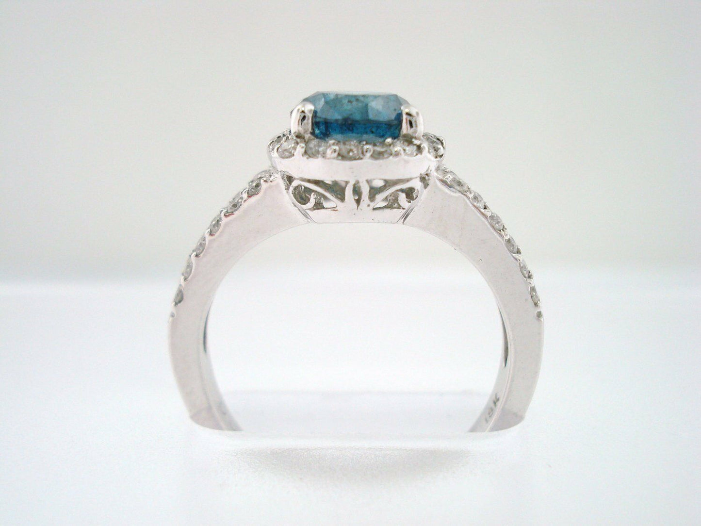 14k White Gold Over 2CT Round Cut Blue Topaz Split Shank Engagement Diamond Ring - atjewels.in