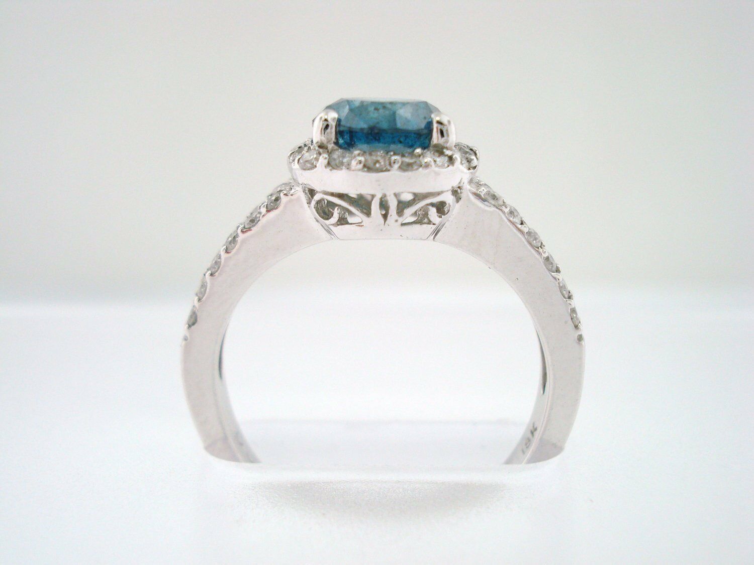 14k White Gold Over 2CT Round Cut Blue Topaz Split Shank Engagement Diamond Ring - atjewels.in