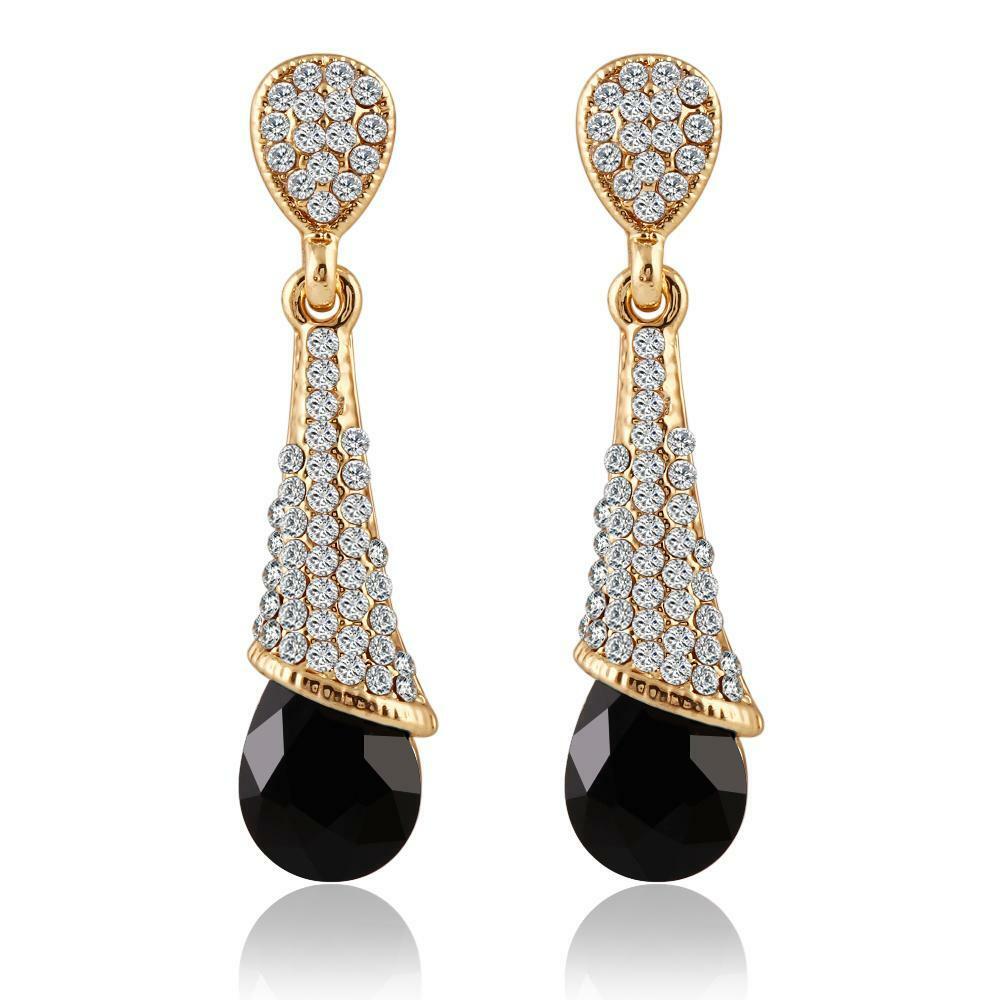 2 CT Pear Cut Black Diamond Drop Dangle Engagement Earrings 14k Yellow Gold Over - atjewels.in